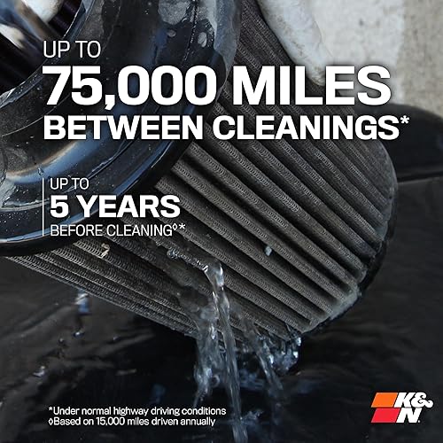 Miniatura 7 de K&N Filtro de aire universal con abrazadera original de alto flujo de por vida Rendimiento, Premium, Lavable Diámetro de la brida 4 pulgadas, Altura