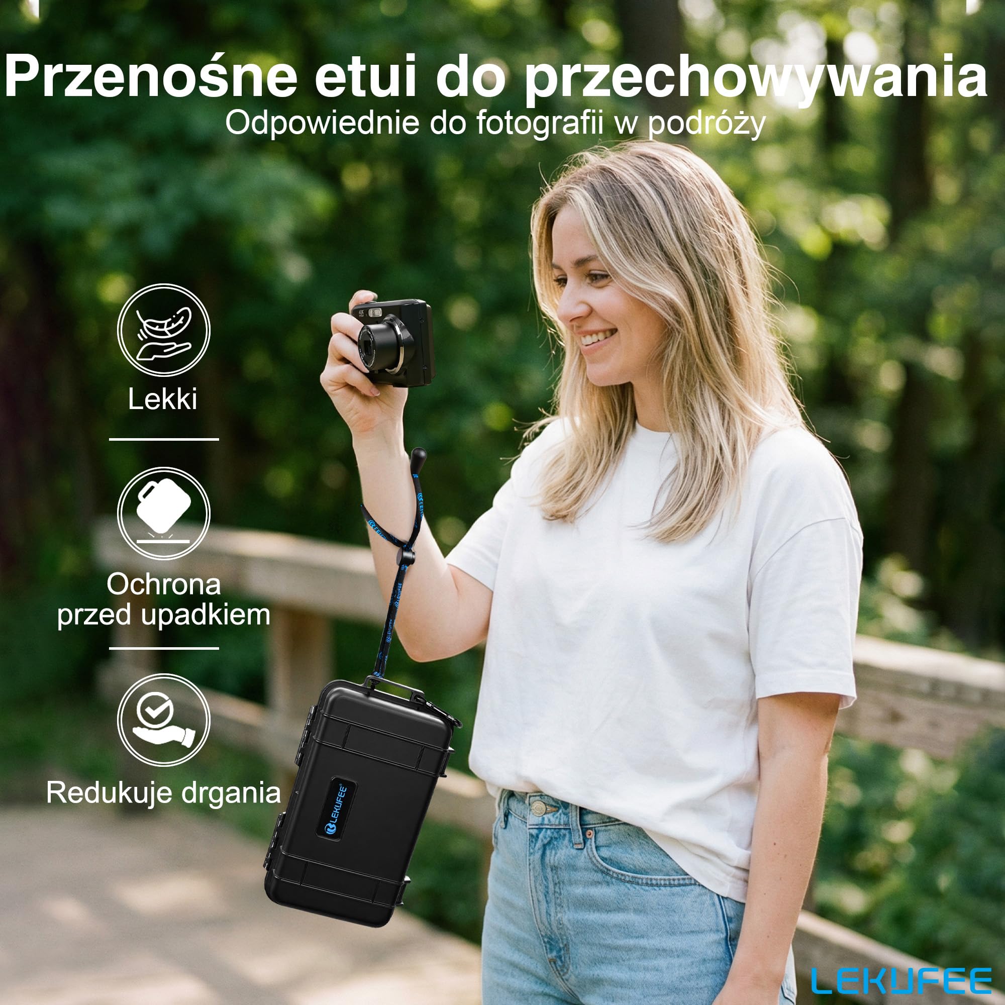 Lekufee Podróżne wodoodporne twarde etui do Kodak PIXPRO FZ55 lub FZ45, baterii i akcesoriów (tylko torba)