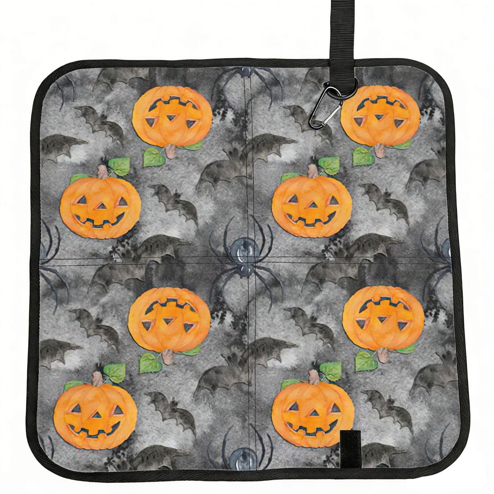 bghdfa Halloween Pumpkin Print Outdoor Sitting Mat Waterproof Oxford Cloth Seat Cushion Folding Foam Camping Seat For Picnic