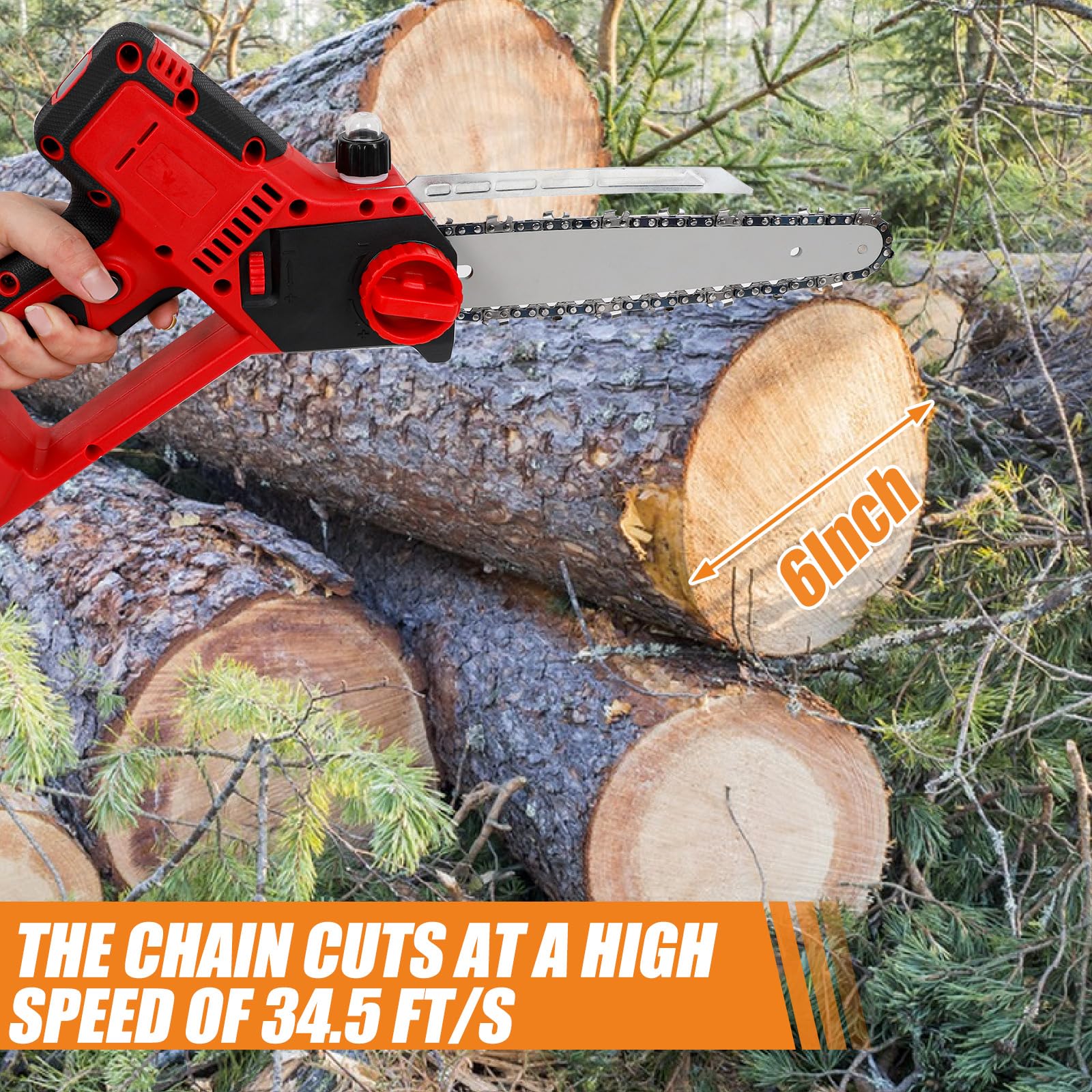 Mini motosierra de 8 y 6 pulgadas, motosierra eléctrica mejorada sin escobillas con engrasador automático, motosierras eléctricas portátiles inalámbricas de mano para cortar árboles de madera, con 2