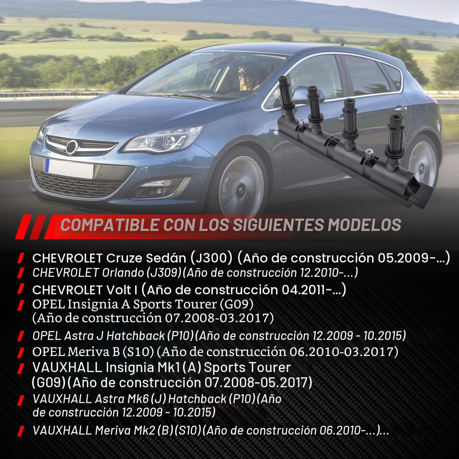Bobina de encendido de repuesto para OP-EL Adam Vauxhal-l Astra J Ampera Corsa D 1.2 1.4 Accesorios de coche # 1208096 25195107 25198623 1208092 55573735