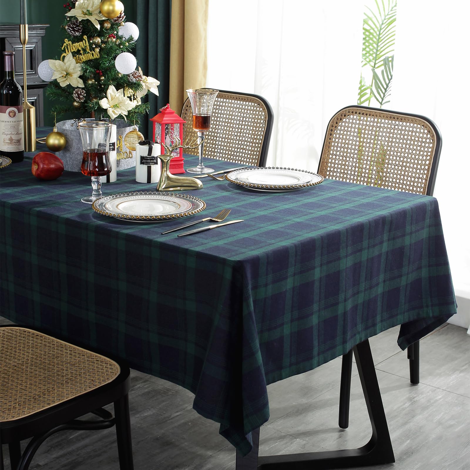 ZIQINPSQ Nappe de table rectangulaire vichy bleu et vert pour toutes les décorations de mariage, anniversaire, Noël, fête quotidienne, 140 cm x 300 cm