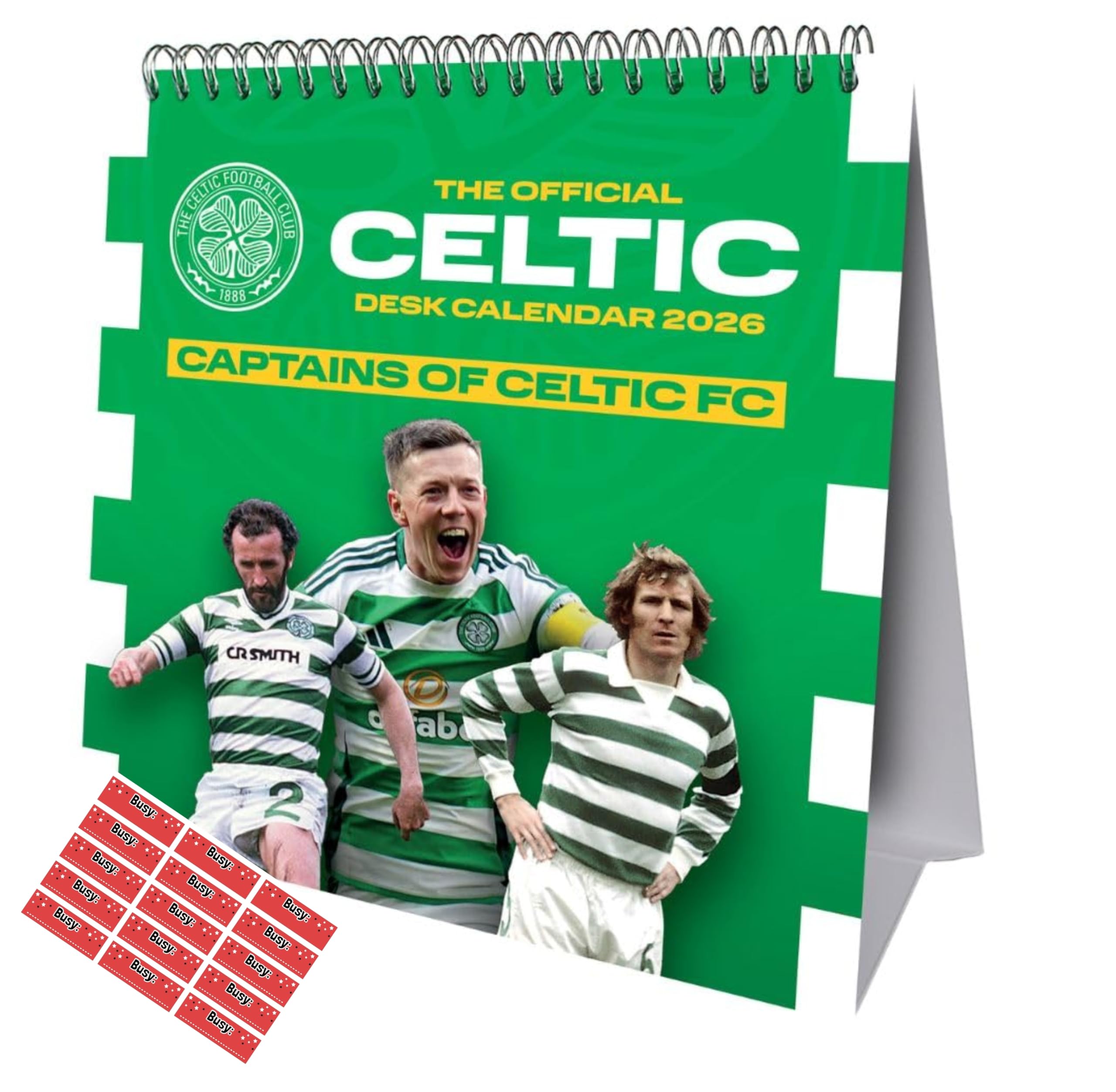 Celtic Calendar 2026 Desk Easel Flip Calendar - Official Celtic Football gift with FREE Organisational stickers