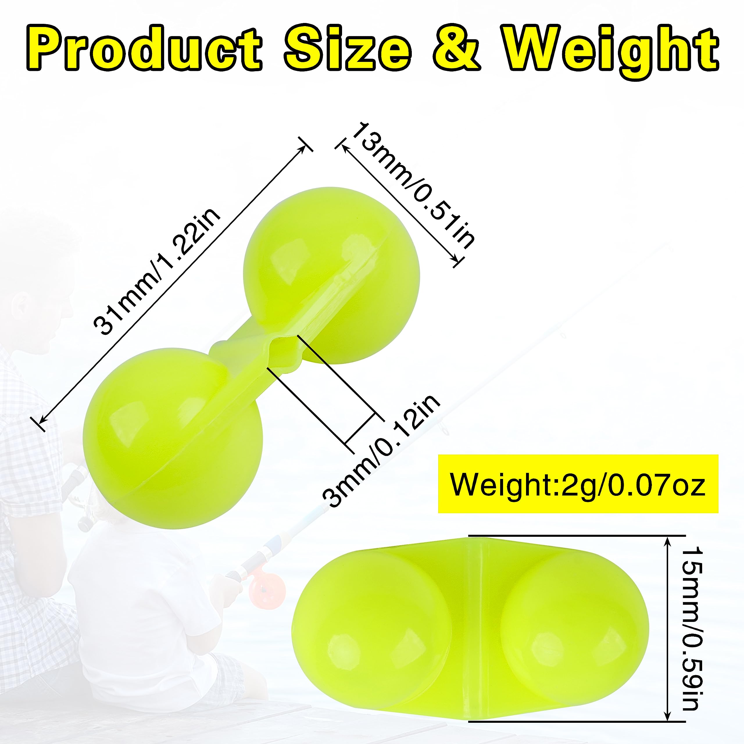 AGOOL Fishing Double Rattle Beads, 40pcs Catfish Rattles for Fishing Catfishing Rattles Catfish Rig Portable Plastic Fishing Beads Fishing Bells Accessory for Catfish Striper Bass Pompano