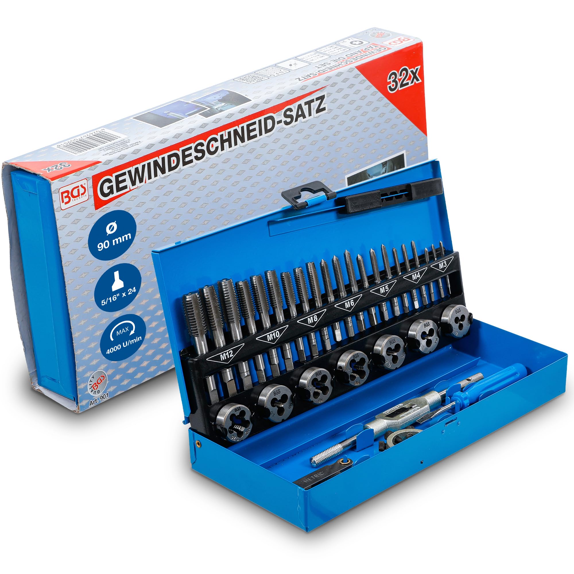 BGS 901 | Tap and Die Set | M3 - M12 | 32 pcs.