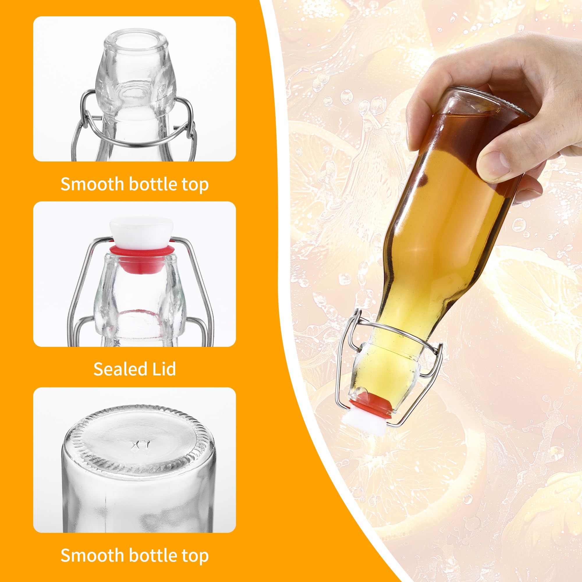 Nuangoo Set da 10 Bottiglie in Vetro da 250ml con Tappo Ermetico,Bottiglie Vetro,Bottiglie Riutilizzabili Bottiglie Vuote per Birra, Olio, Succhi, Soda