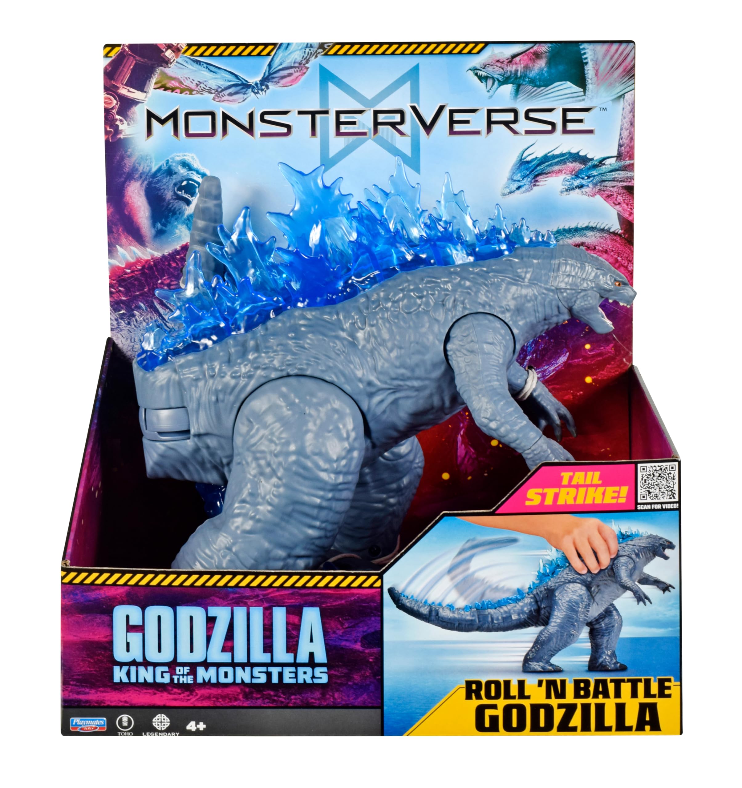 MonsterVerse King of the Monsters Official Giant Godzilla Roll N Battle Tail Attack Figure – 11-Inch Movie-Inspired Toy with Wheel-Activated Tail Movement – Action Figure for Kids & Collectors