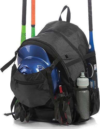 Athletico Advantage - Bolsa de béisbol mochila de béisbol con soporte externo para casco para béisbol T-Ball y equipo de sóftbol para jóvenes y
