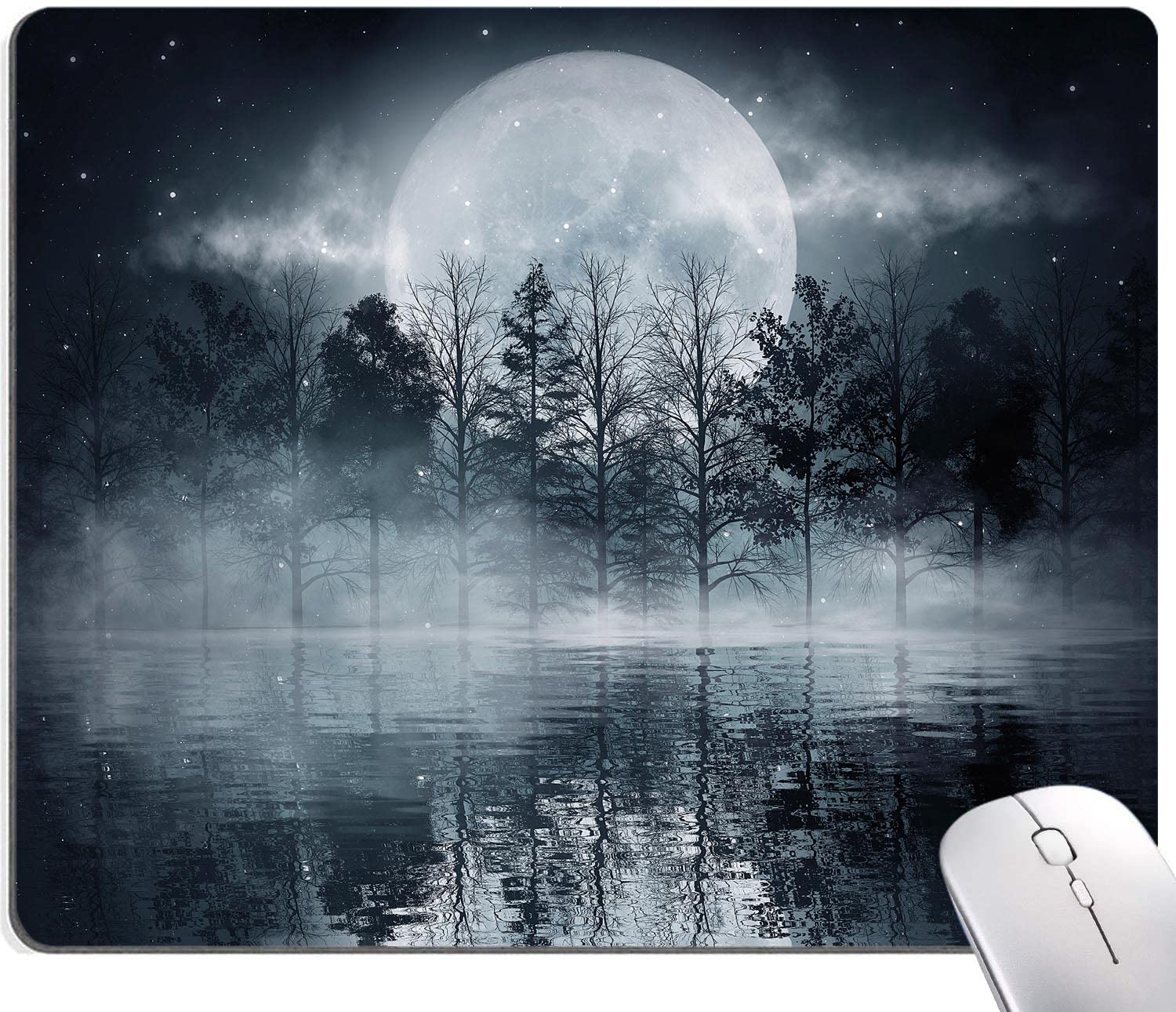 LTHAOGUO Forest Scene Mouse Pad, Fog Sunset Rectangular Mouse Mat, Landscape Aesthetic Mice Pad, Non-Slip Rubber Mousepad Suitable for Men Ladies Computer Laptop Office, The Best Gift, 9.5 X 7.9 in