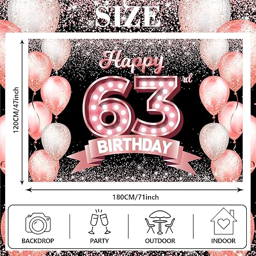 Vista 220 de Happy 21st Birthday Rose Gold Banner Backdrop Cheers to 21 Years Old Confetti Balloons Theme Decor Decorations for Women 21 Years Old Pink Birthday