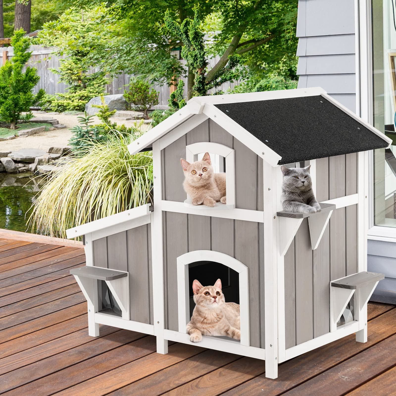 Cat Tent Outdoor PawHut Outdoor Cat House Big Catio Wooden Feral