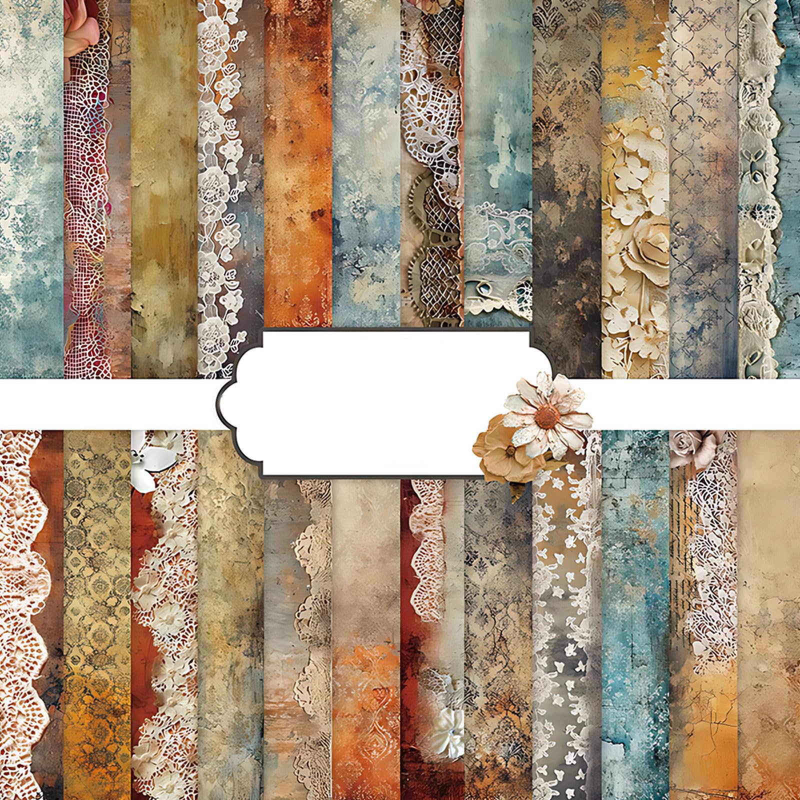 Papier Scrapbooking Vintage Syntego - 24 Feuilles 12 Motifs 15,2x15,2cm 160g/m²