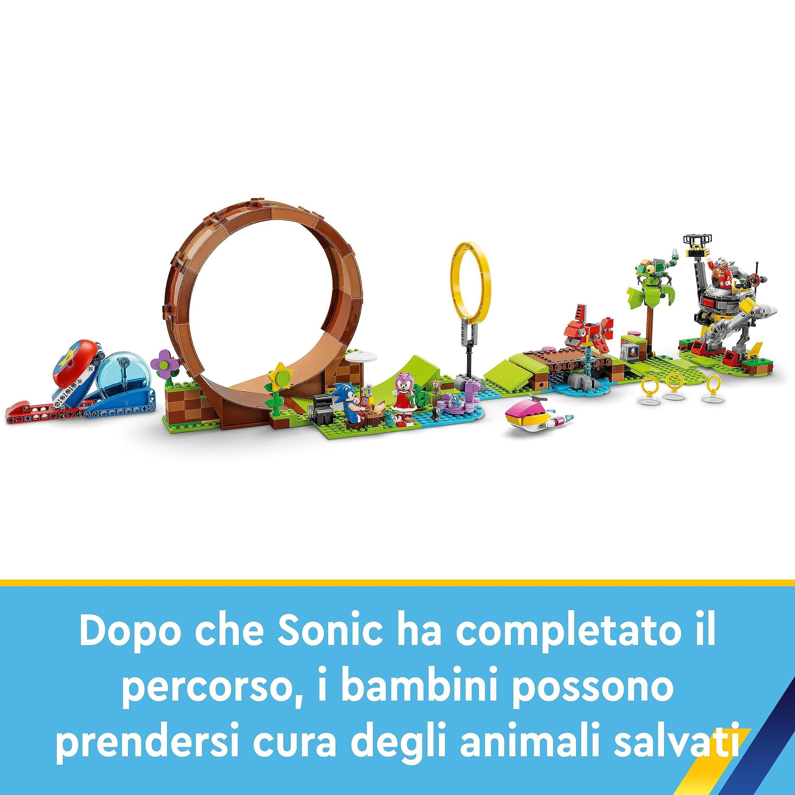 LEGO Sonic the Hedgehog Sfida del Giro della Morte nella Green Hill Zone di Sonic, Gioco da Costruire per Bambini e Bambine con 9 Personaggi tra cui Dr. Eggman e Amy, Idea Regalo di Compleanno 76994