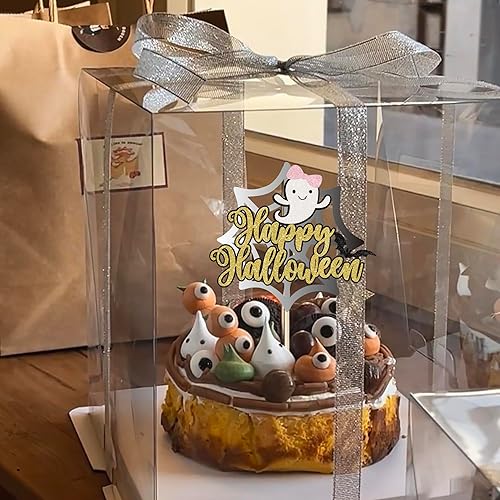 Vista 41 de Rsstarxi 1 paquete de decoración espeluznante para tartas, fantasma, murciélago, araña, decoración de Halloween y primer cumpleaños Diseño 4