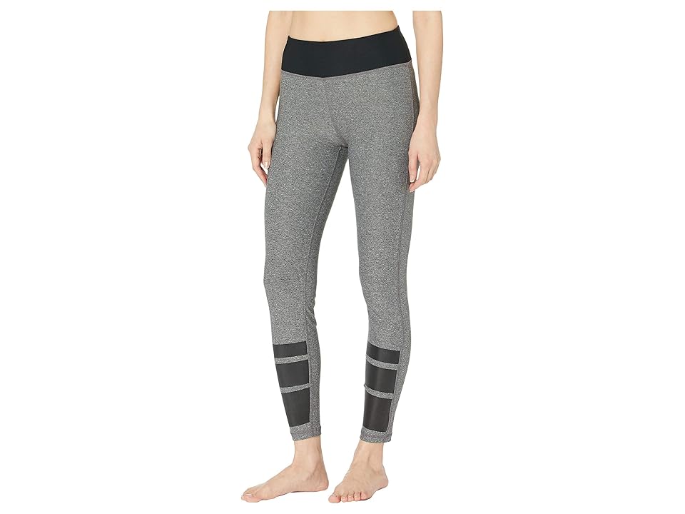 

Bebe Sport Striped Leggings (Heather Grey/Racer Stripes) Women's Workout, Gray