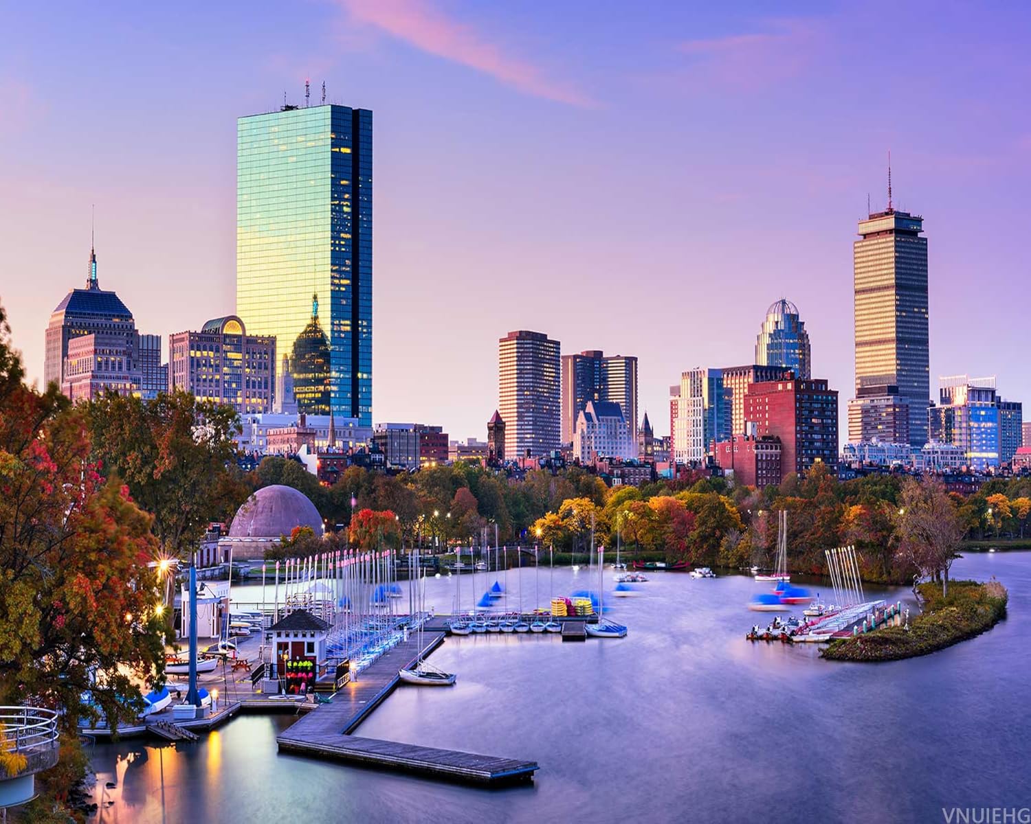 VNUIEHG DIY Paint by Numbers Boston Massachusetts Skyline Canvas Painting Set with Acrylic Pigment Paintbrush for Adults Beginners Artwork Gift 16" x 20"