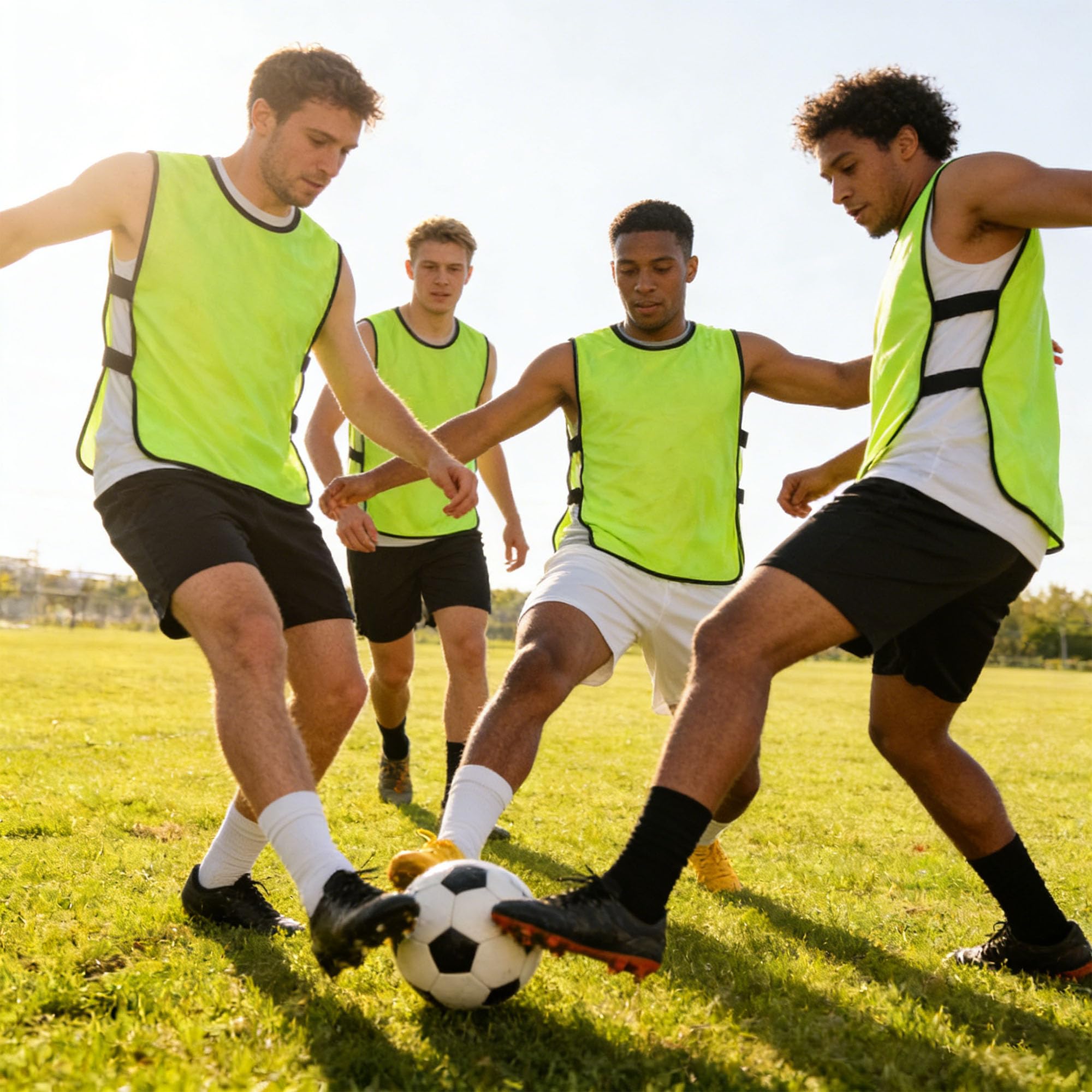 Sportowa kamizelka treningowa do piłki nożnej, 6 szt., oddychająca kamizelka treningowa, bez logo, dla mężczyzn i kobiet (neonowa zieleń)