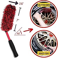 Vista 3 de Kit de Cepillos para Ruedas Angulares Paquete de 3 - Cepillo de Microfibra Angular para Ruedas, Cepillo de Barril de Rueda, Cepillo de Detallado Sin