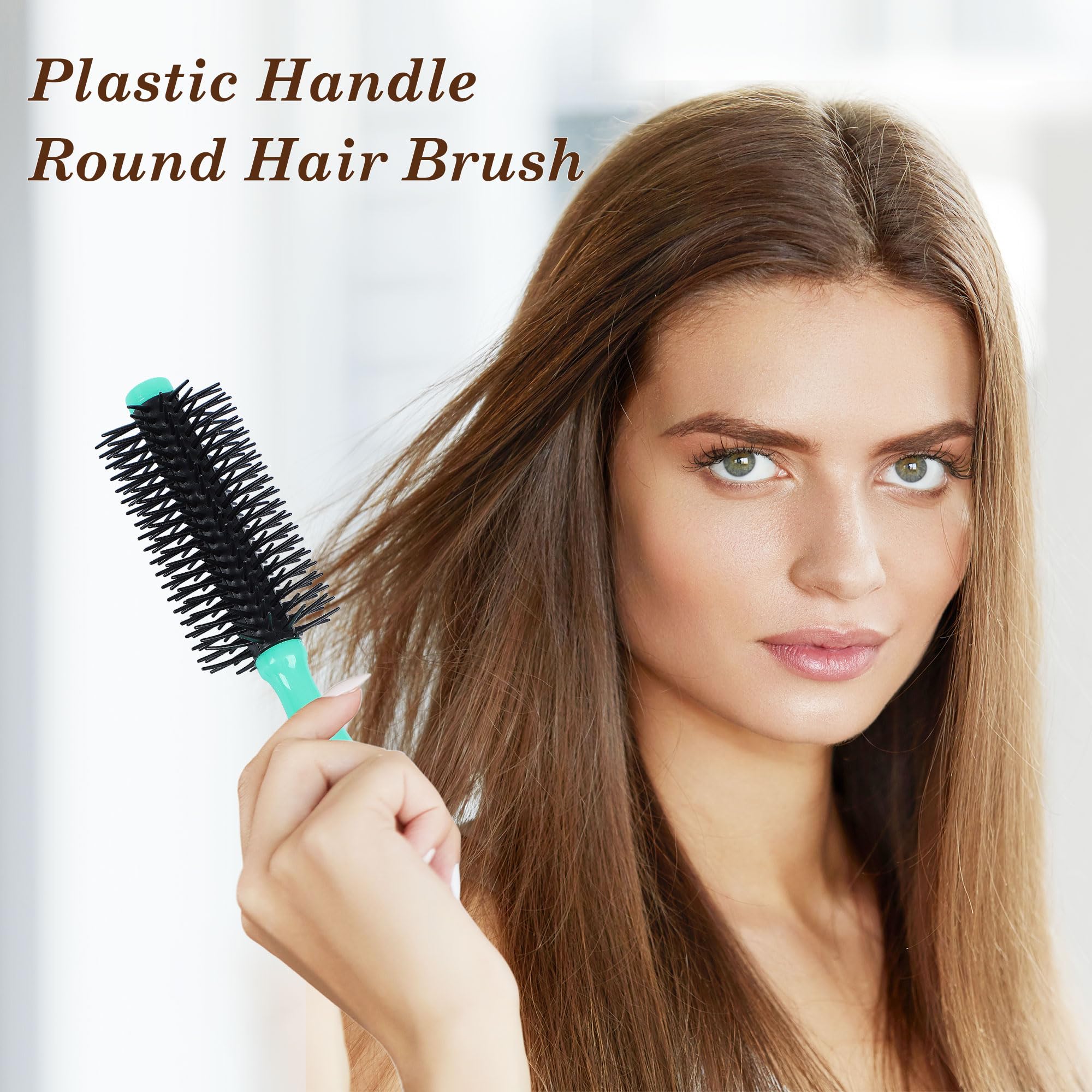 Uxcell Professional Styling Round Brush, Wet Detangling Teezer Brush, Salon Plastic Curling Bristle Handle - Image 2
