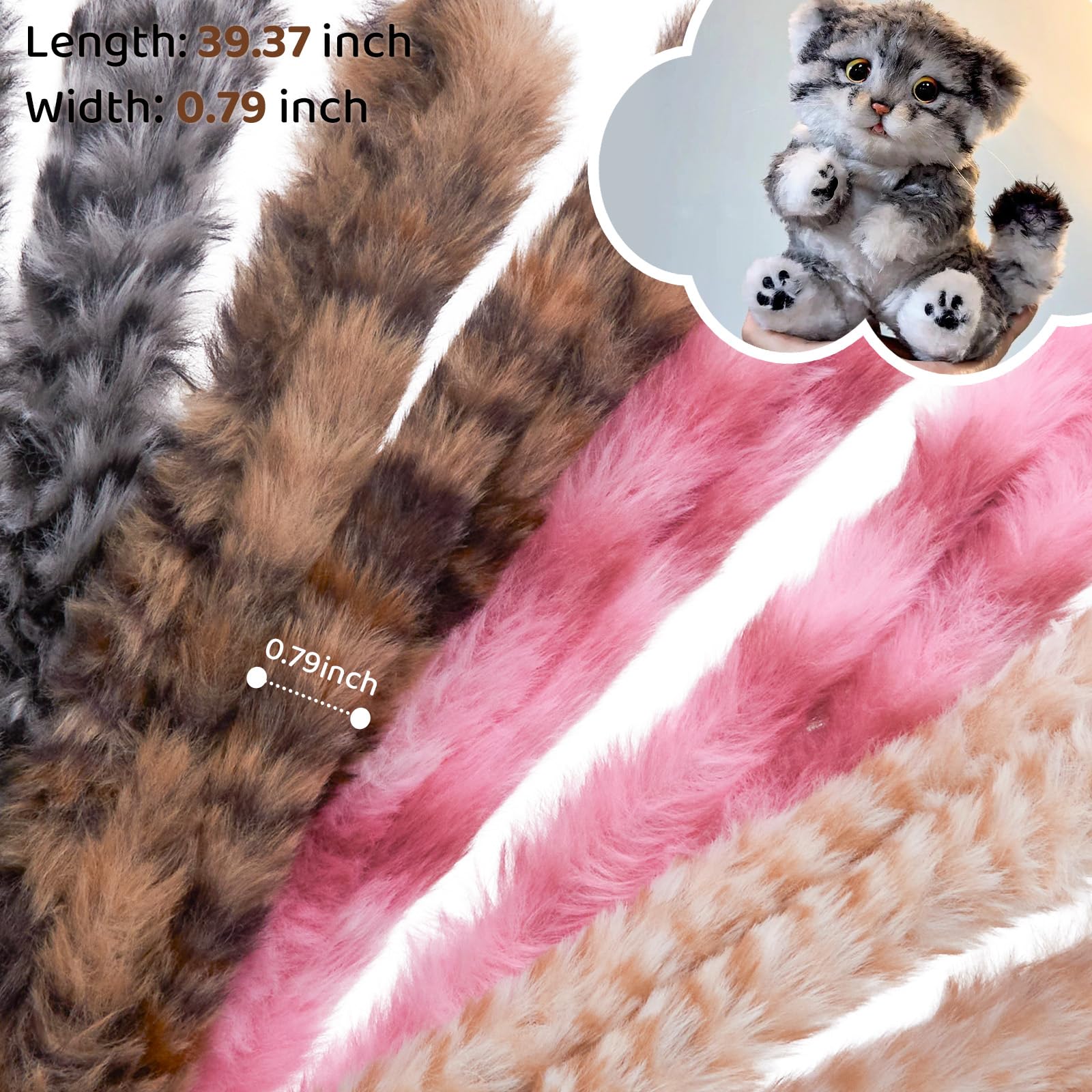 GUWINA 8Pcs Jumbo Pipe Cleaners for Craft, 39.37'' Long 0.8'' Thick, Faux Bunny Fur Fluffy Chenille Stems Set, 4 Colors Fuzzy Sticks Supplies for DIY Arts, Kids Animal Crafts & Holiday Decorations - Image 2