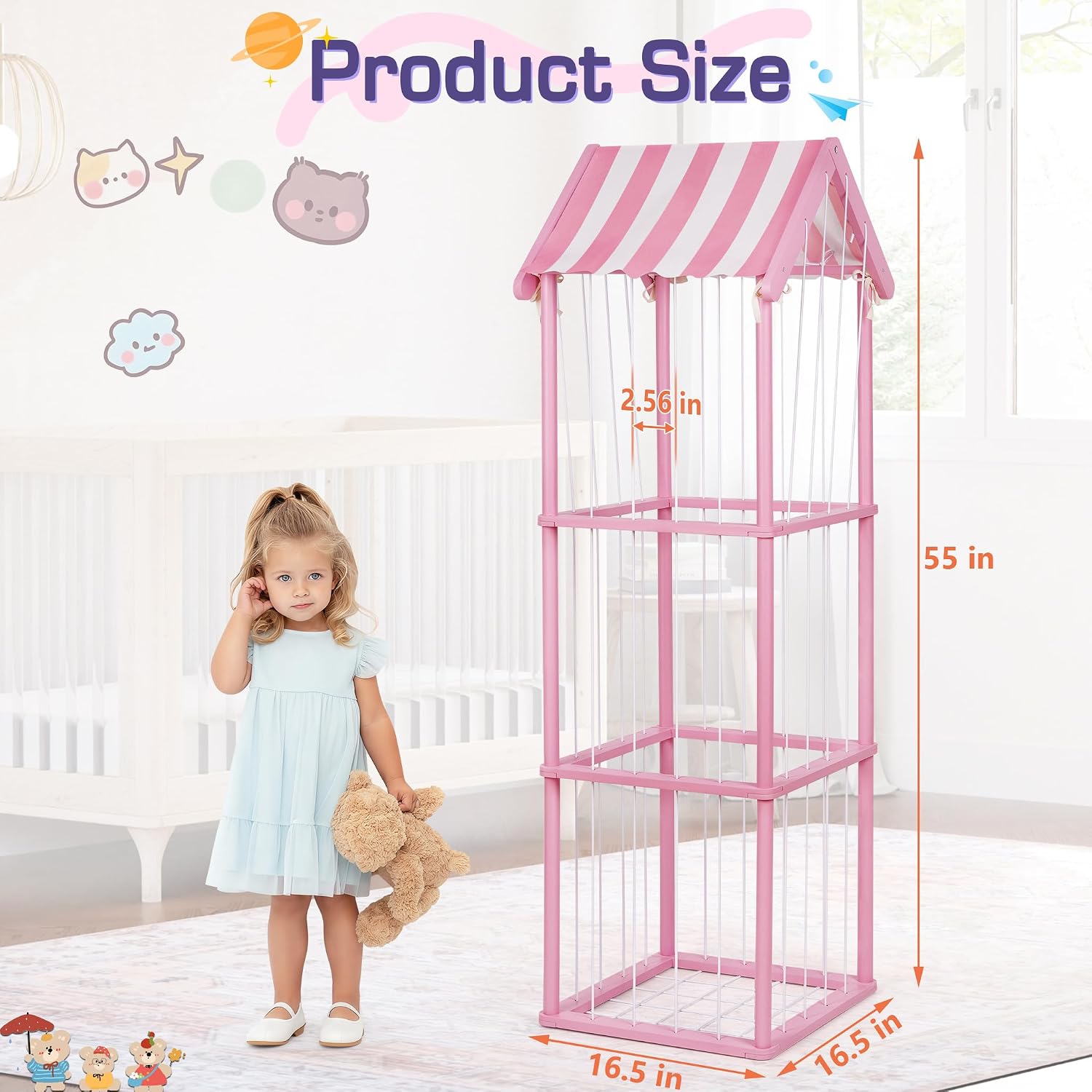 Wooden Stuffed Animal Storage Zoo 3-Tier, Anti-Tip Plush Toy Organizer image 3