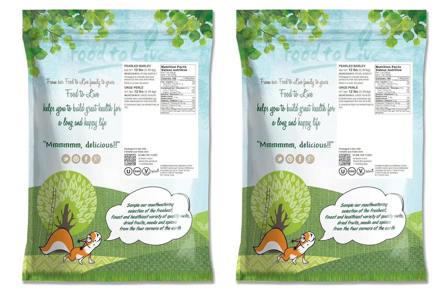 Food to Live Pearl Barley, 24 Pounds – Processed Hulled Barley, Cereal Grain, Kosher, Vegan, Bulk. Cooks Faster. High in Fiber. Great for Soups, Risottos. Product of the USA