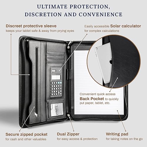 Vista 3 de cossini Premium con Business portafolios/portadocumentos de piel sintética cierre con cierre y el Interior 10.1 inch Tablet Sleeve