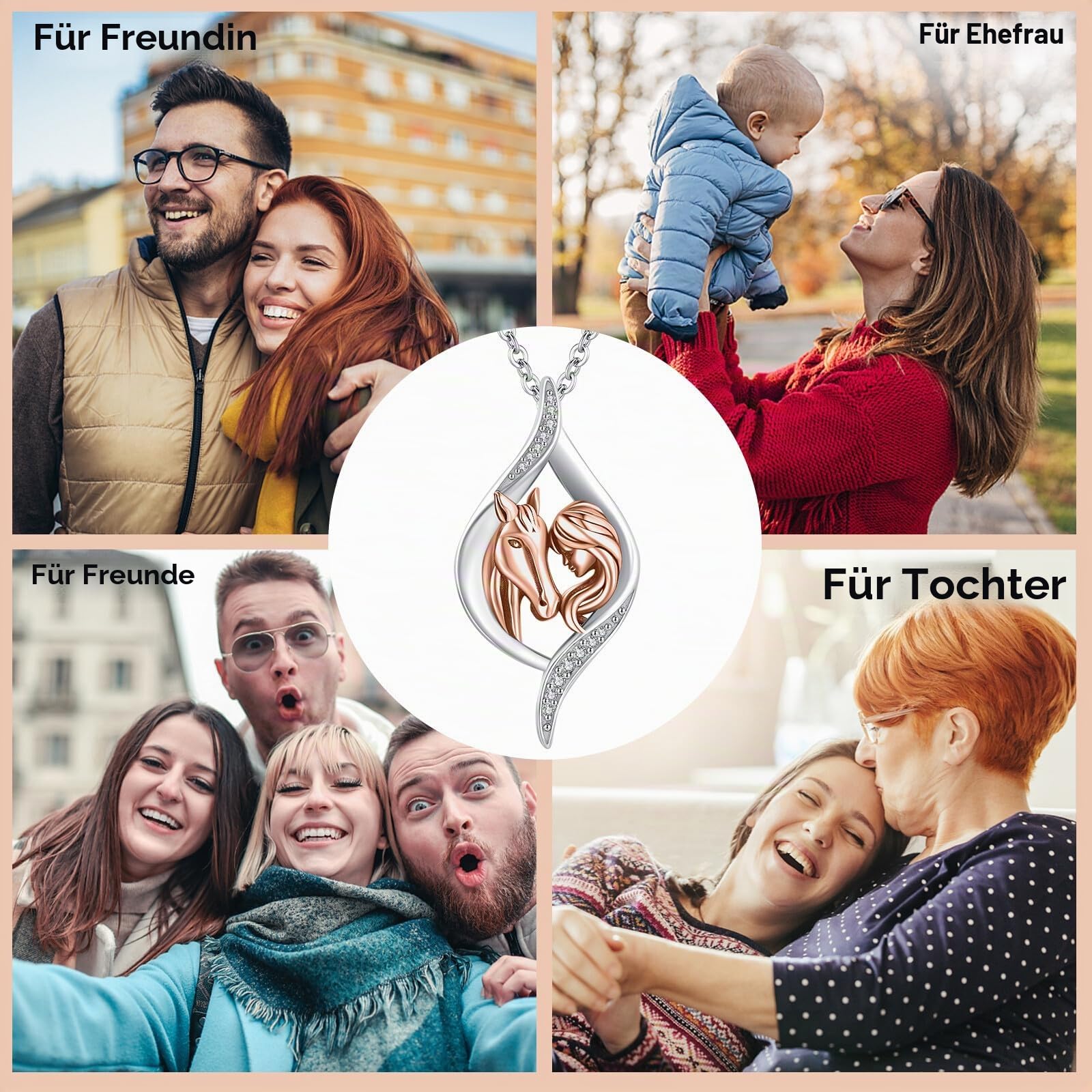 Pferd Anhänger Halskette aus 925 Sterling Silber – Pferdeschmuck für Frauen & Pferde Liebhaber