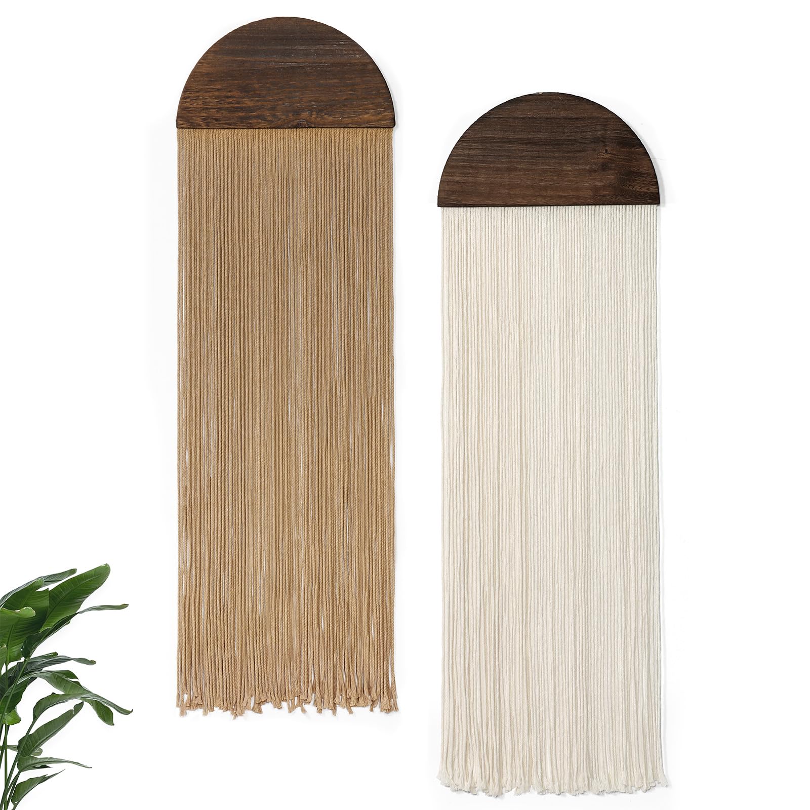 Betylifoy 2 Pezzi Arazzo da Parete Decorazione Boho Verde Semicircolare Arazzo con Nappe Arazzo da Appendere Decorazioni da Parete Arazzo in Macramè da Appendere per Soggiorno Camer (Beige e Kaki)