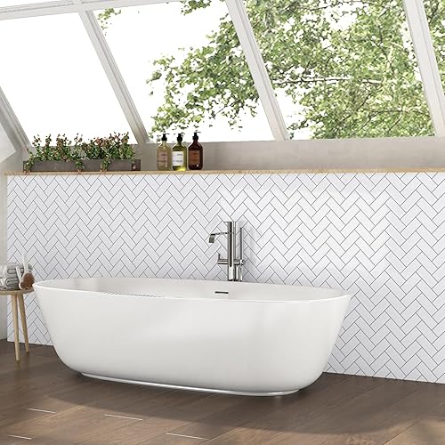 Miniatura 4 de Azulejo 3D de espiga blanca para salpicaduras de despegar y pegar, 10 hojas de azulejos brillantes para pared de cocina, baño, azulejos