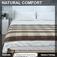 Vista 4 de EKTOS 90% Wool Plaid Blanket, 90" x 66", Fire Pit Blankets, Camping Blankets for Cold Weather (Brown)