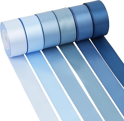 MAYREEL Cinta de satén azul polvoriento, de 1 pulgada, color azul pizarra para envolver regalos, bodas, despedidas de soltera, manualidades, 6