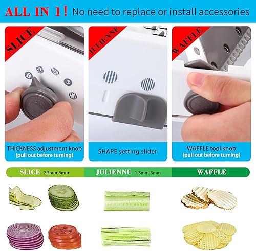 Miniatura 3 de Cortadora de alimentos de mandolina para cocina, picadora de verduras de acero inoxidable, picadora de alimentos, rebanadora de mandolina ajustable,