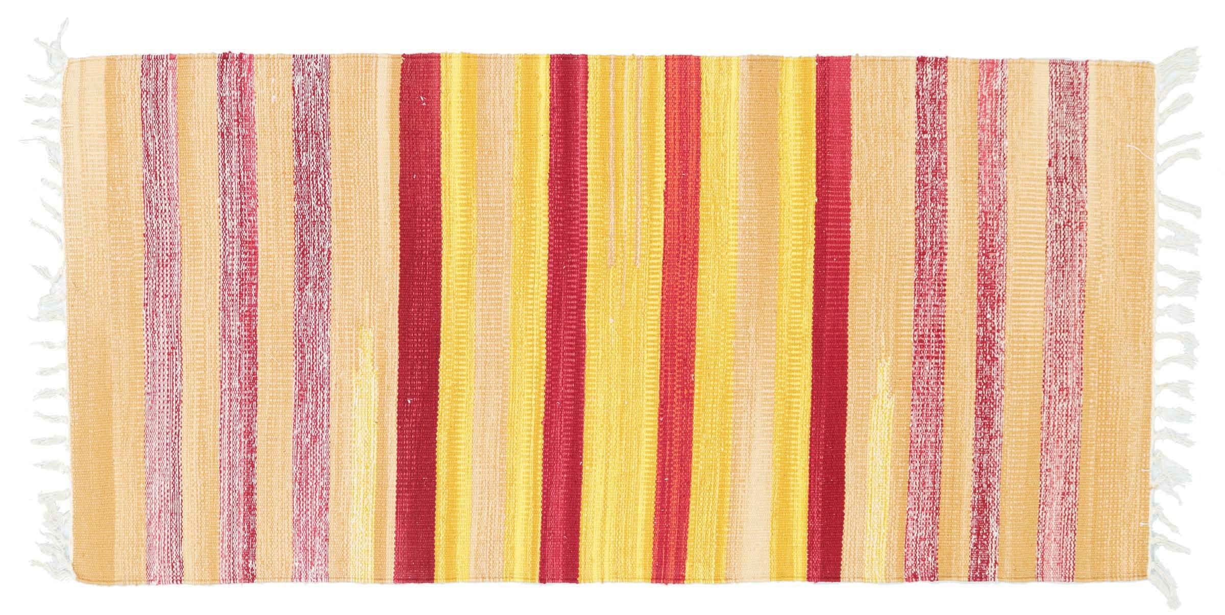 Tapis Kelim de sol multicolore 80x120 cm en tissage plat à rayures