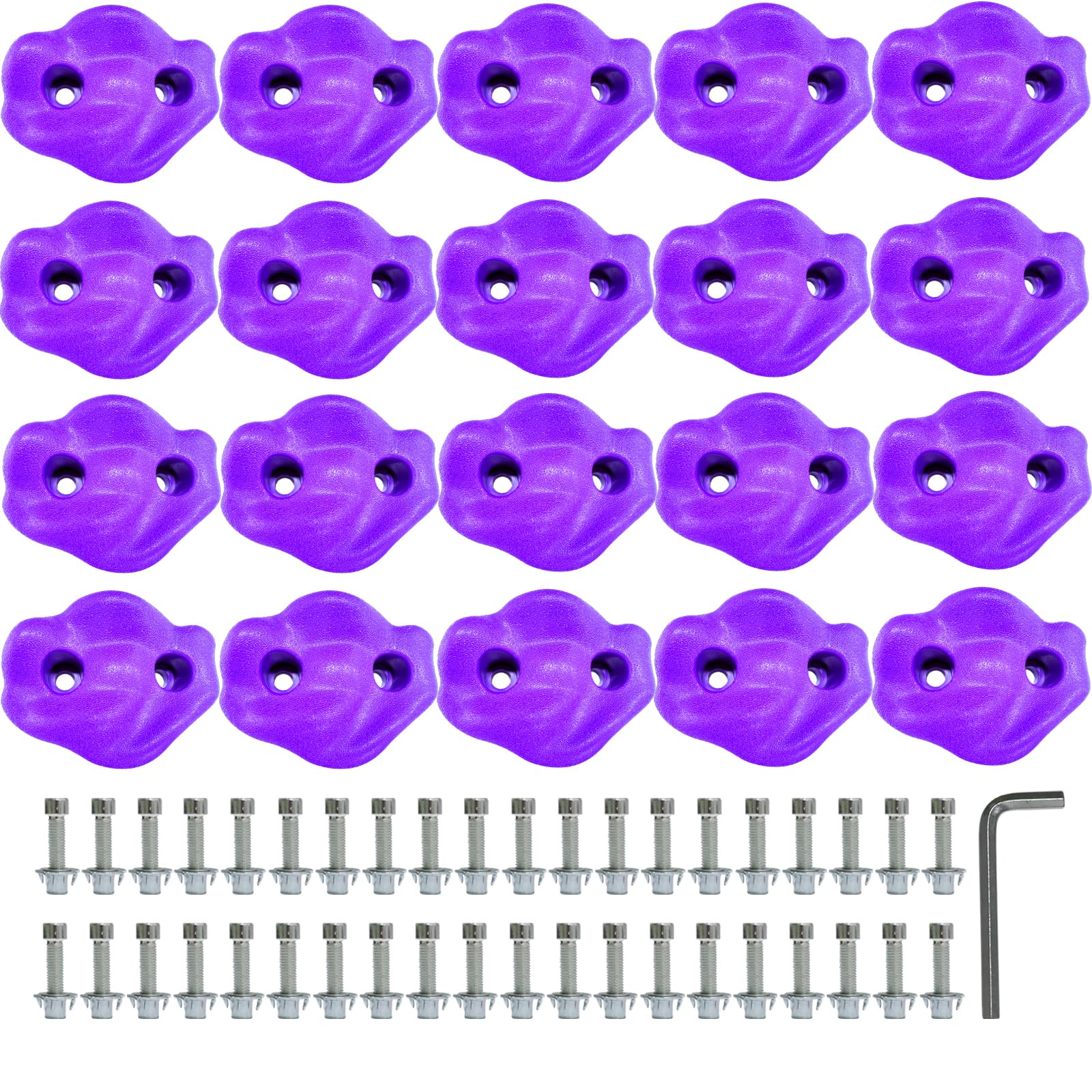 Mlijzard 20 Pack Rock Climbing Holds Extra Large for Kids and Adults, Polyethylene Climbing Rocks with Mounting Hardware, DIY Indoor Outdoor Playground Backyard Park Play Set (Dark Purple)