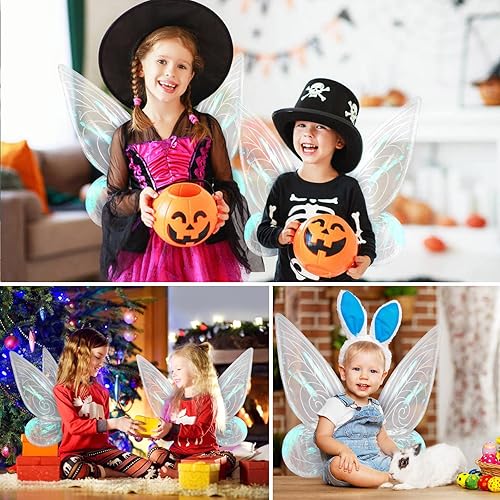 Miniatura 2 de Alas de hadas blancas para disfrazarse de alas transparentes brillantes para niñas disfraz de hada de mariposa alas de ángel para niños niñas y