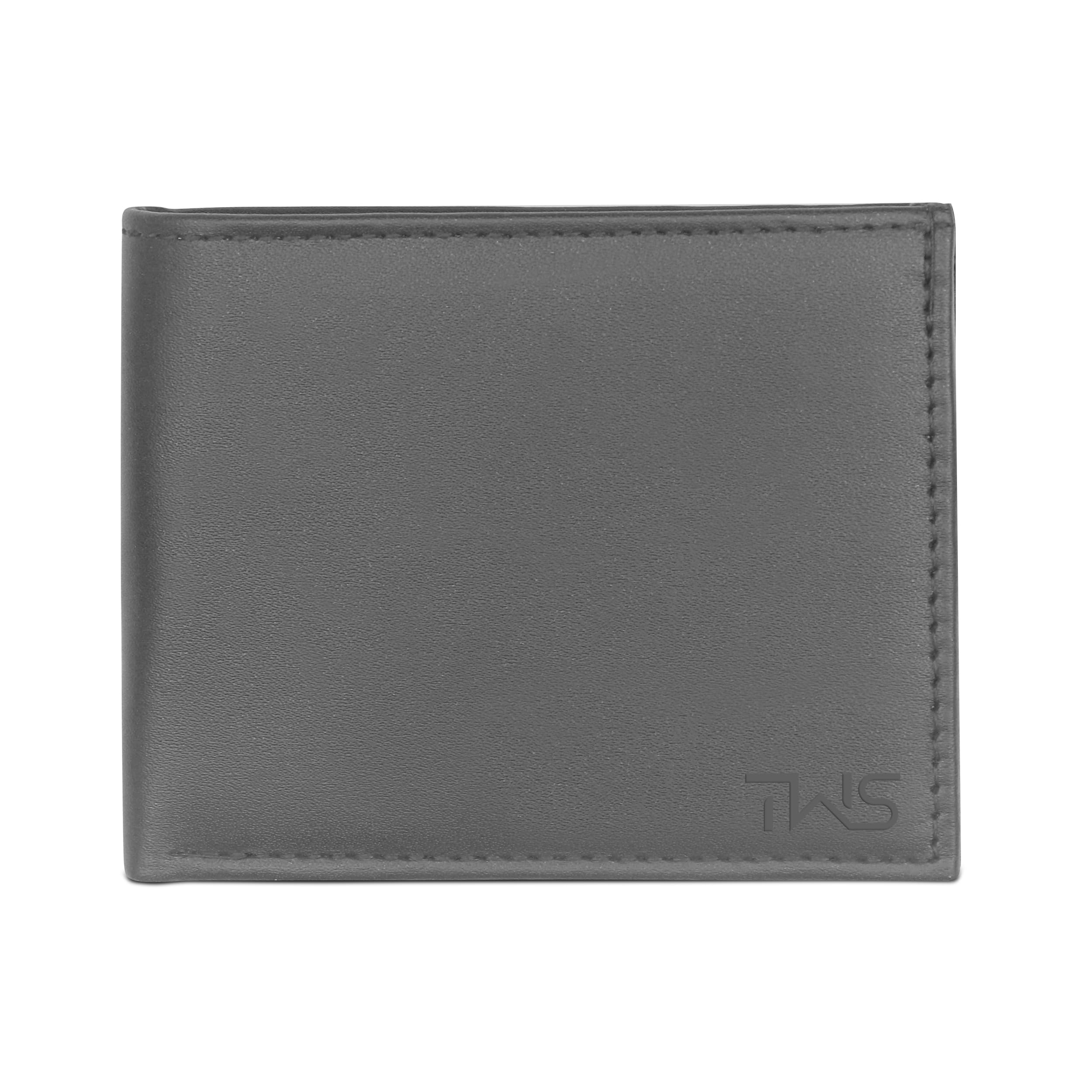 The Wallet Store Solid Leather Wallet For Men - Grey