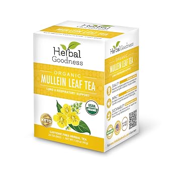 Mullein Leaf Tea - Organic Mullein Tea Bags For Lungs, Respiratory Health, Digestive System, Immune System, Supports Overall Health, 24 Mullein Tea bags, Herbal Goodness