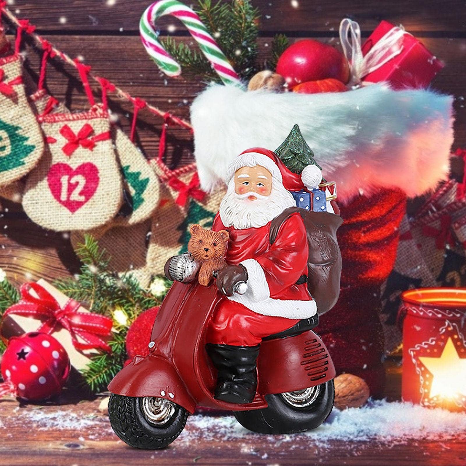 Amazon.co.jp: クリスマスの装飾、サンタのオートバイの像、お祝いの
