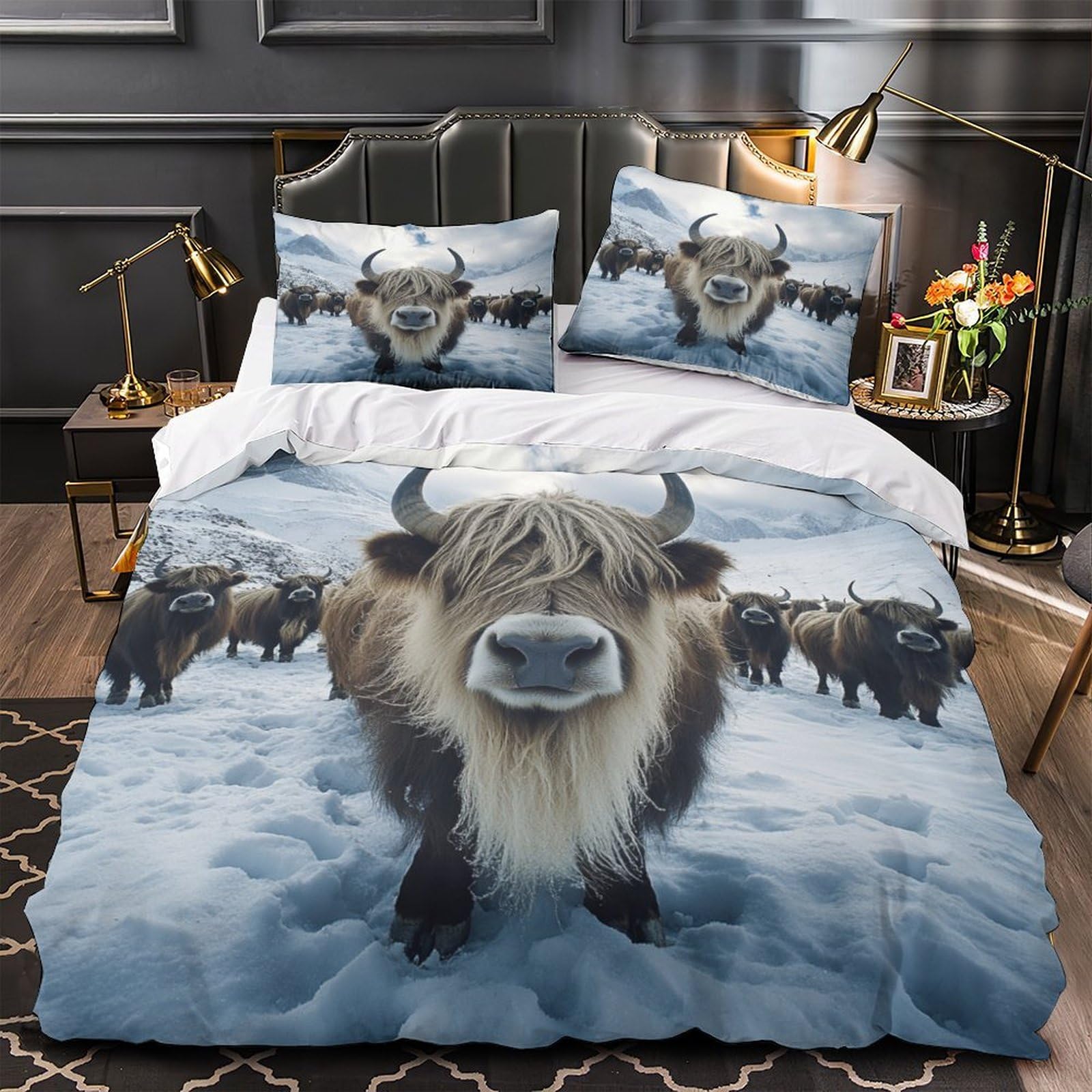 Housse de couette yaks respirante et thermorégulatrice en microfibre 3D