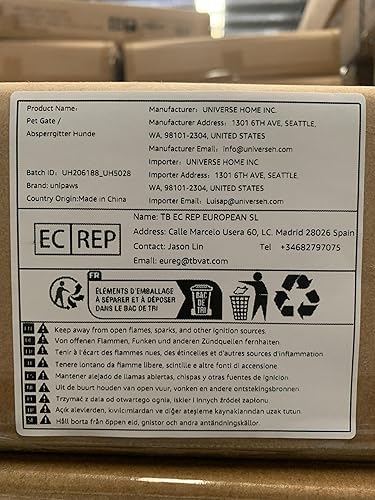 Miniatura 8 de unipaws Puerta para mascotas de 36 pulgadas de alto para perros y gatos, puertas altas de madera para perros, escaleras, valla plegable para