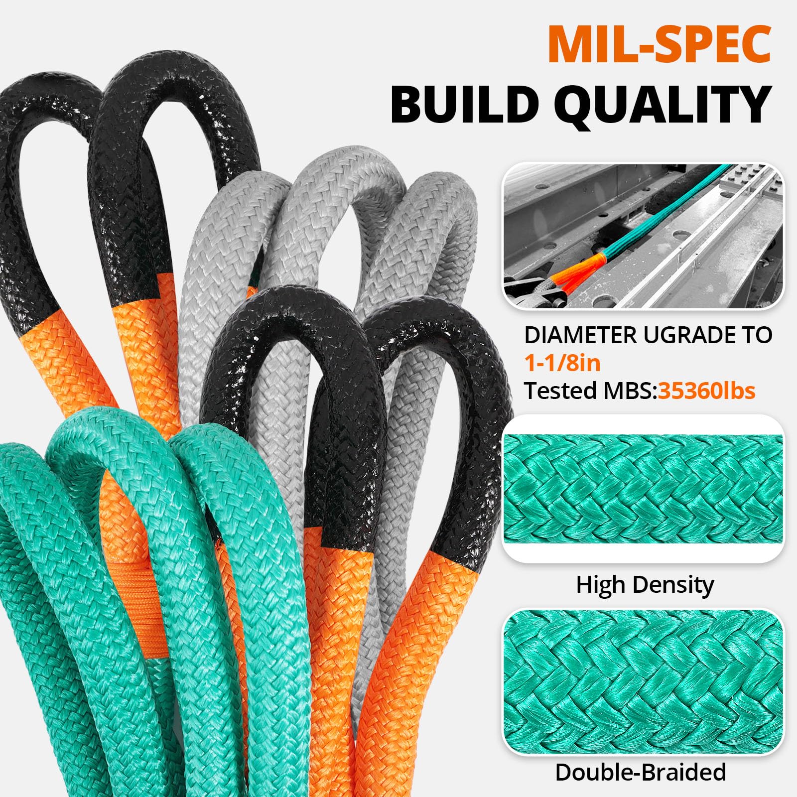 Bubba Rope Power Stretch Recovery Seil 2,2 Cm X 6,1 M - Robustes Bergungsseil Für Geländewagen Mit 13 Kg Bruchfestigkeit