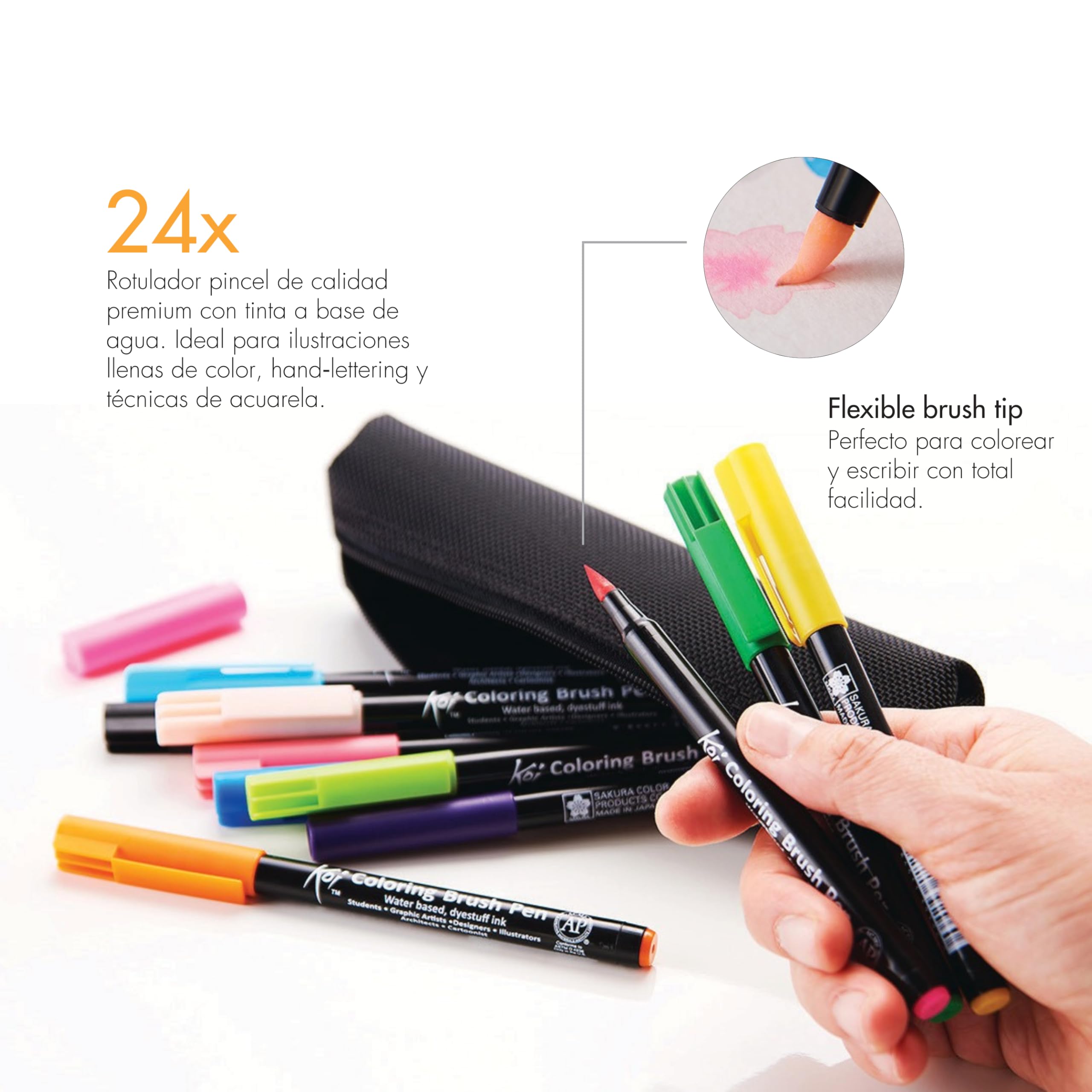 SAKURA Koi Brush Pen Set 24 Colores | Rotuladores de punta de pincel para escribir, dibujar y escribir un diario