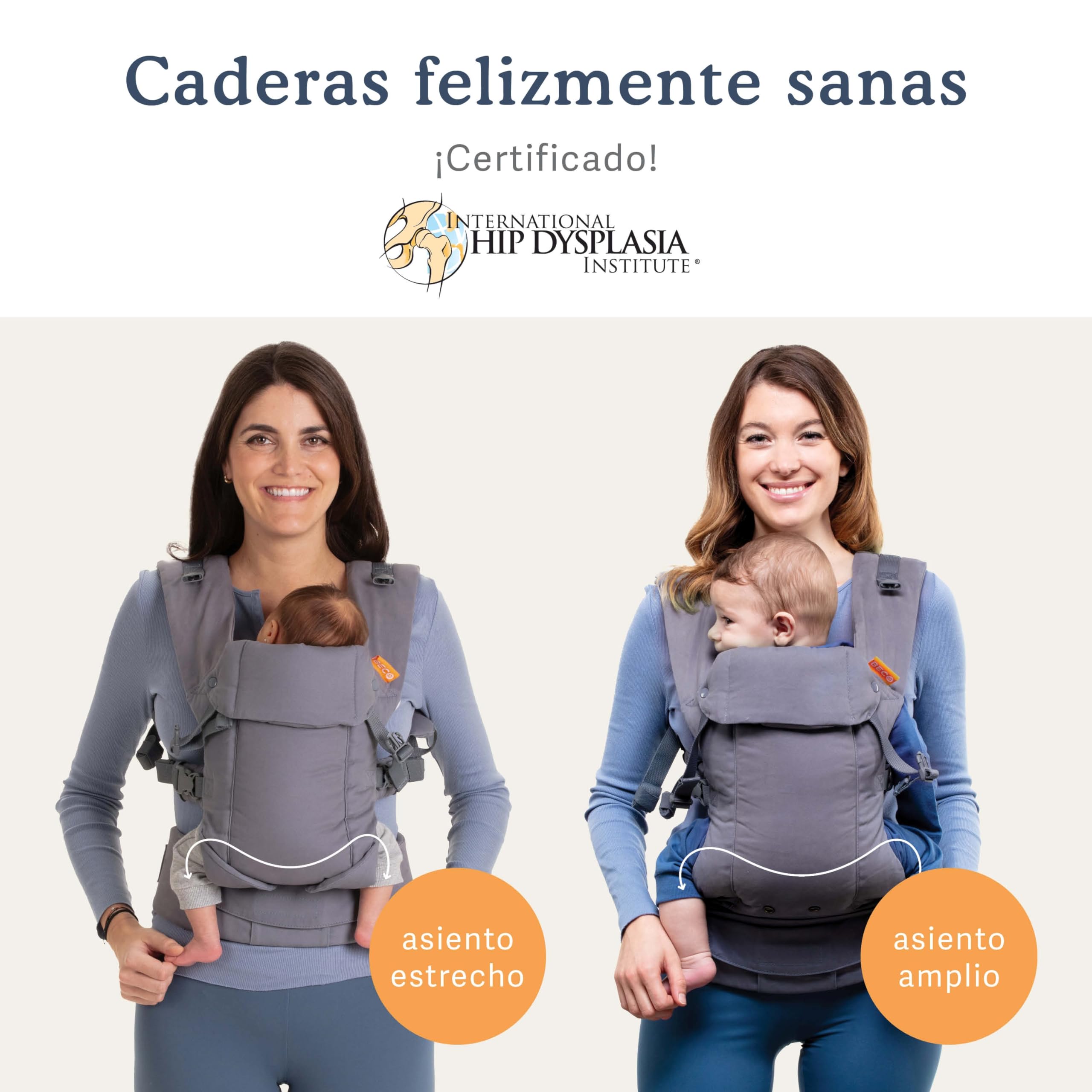 Beco Gemini Portabebés Ergonómico Recién Nacido, 3-16 kg, Gris Clásico | 4 Posiciones Ergonómicas: cara a ti, cara al mundo, cadera y espalda, Asiento Ajustable, certificado Sano para las Caderas.
