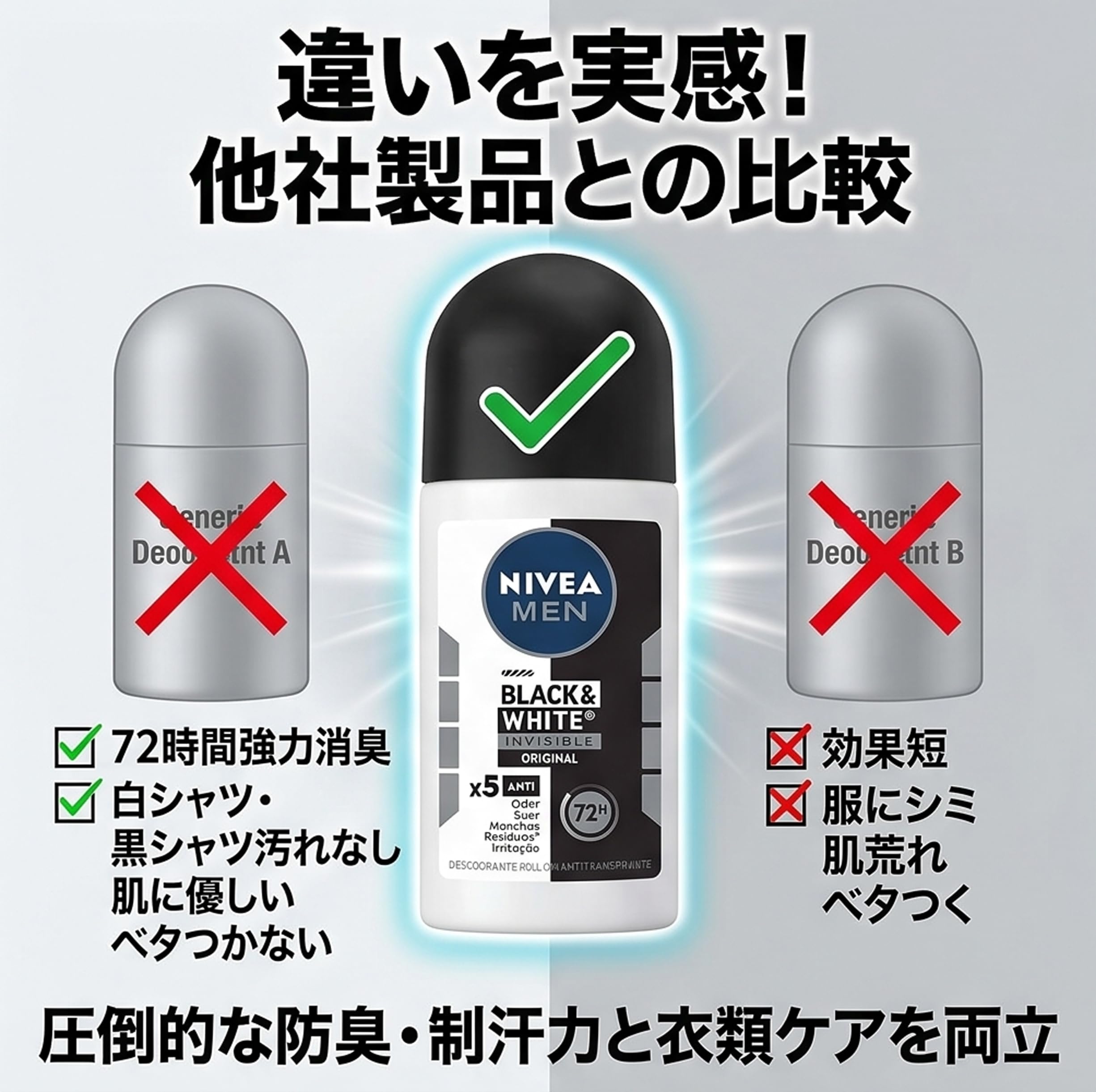 新品未使用　NIVEA MEN デオドラント 50ml 10本 Amazon.co.jp: ニベア男性用デオドラントRollon目に見えないブラック