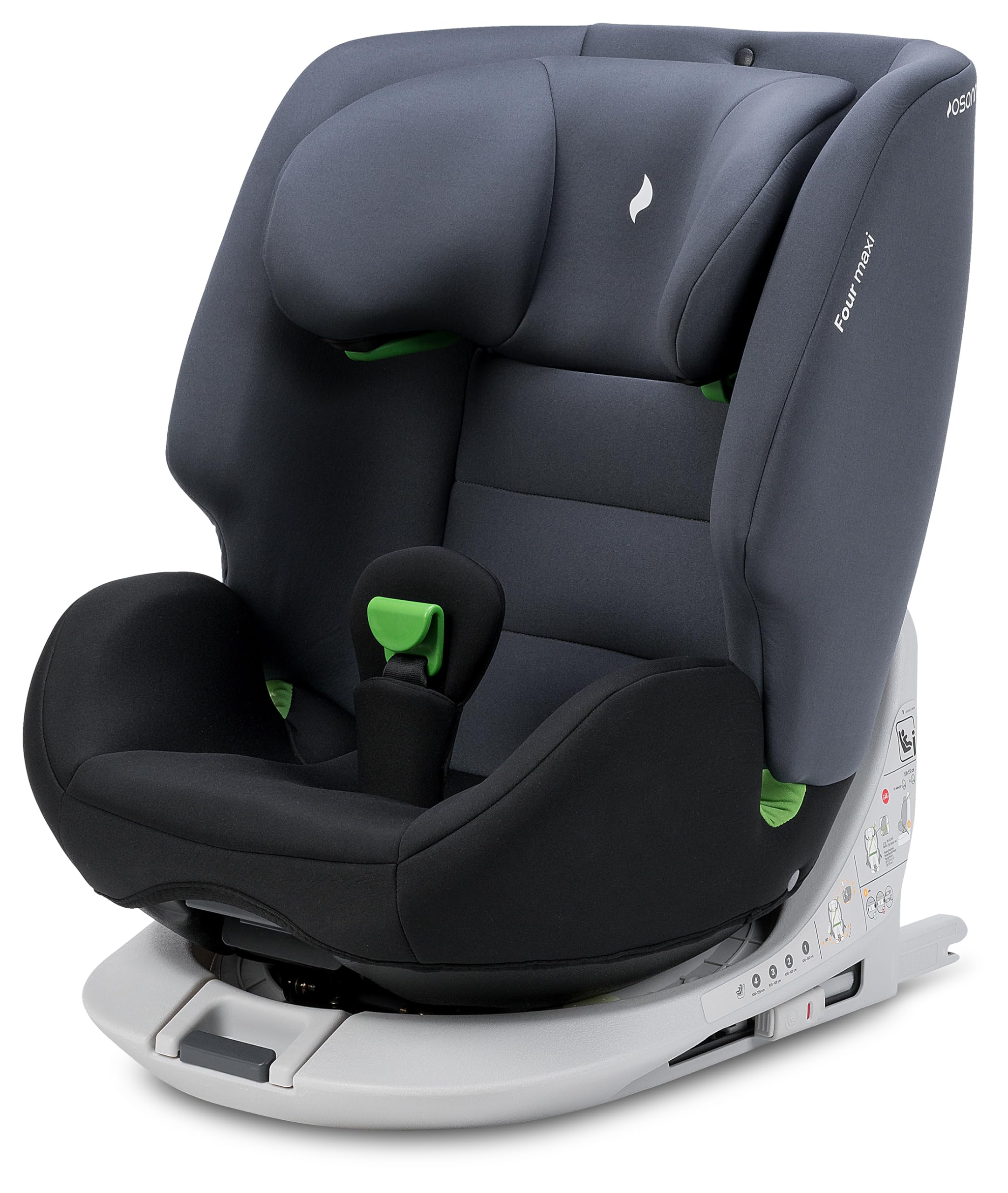 Osann Four maxi drehbarer Kindersitz mit Isofix 100–150 cm | i-size Autositz ab 3 Jahre, mitwachsend, höhenverstellbare Kopfstütze extra weich und bequem