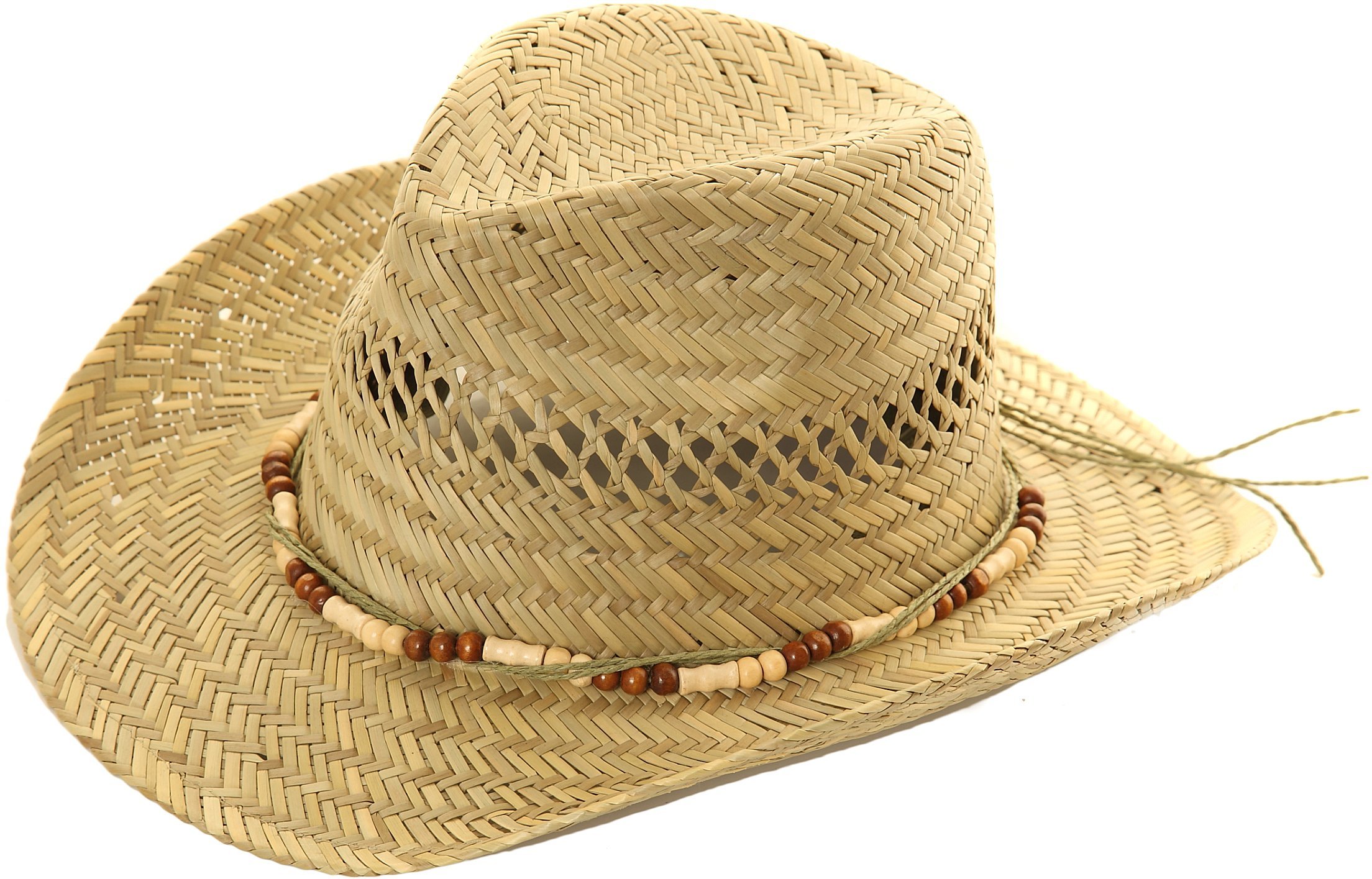Cappello di paglia Bondi naturale, cappello western, unisex, con tesa larga, protezione solare