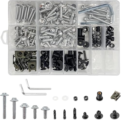Kit de 210 pernos de carenado de motocicleta, aleación de aluminio M5 M6, tornillos sujetadores universales coloridos pernos de carenado Kit de