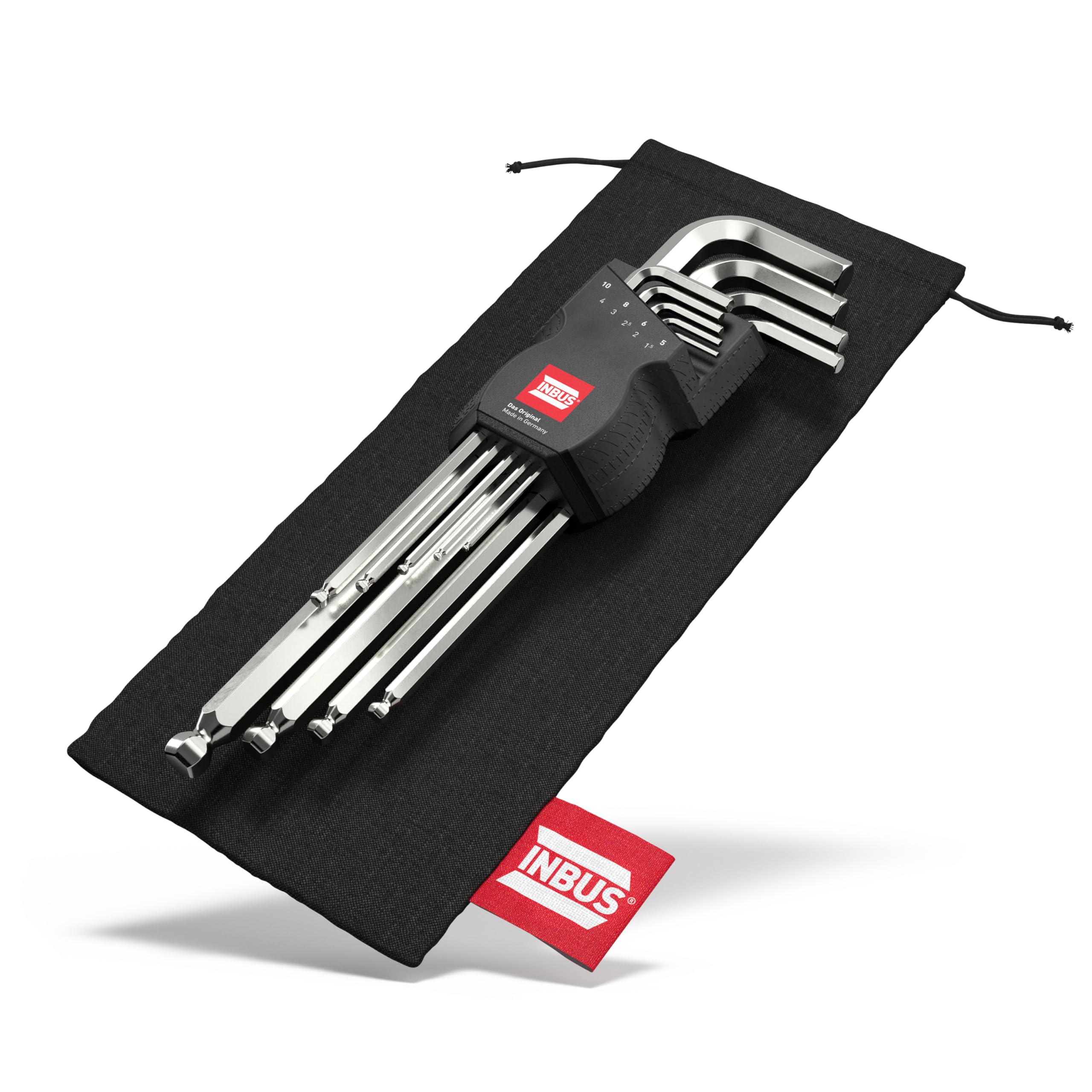 INBUS® 70167 — Das Original. Made in Germany — Set 9tlg, 1.5–10mm, mit Kugelkopf — Innensechskant Winkelschraubendreher