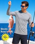 Boladeci UPF 50+ Protection contre le soleil UV Chemise à capuche à manches longues à sec rapide T-shirts de pêche à la Rash Guard pour homme